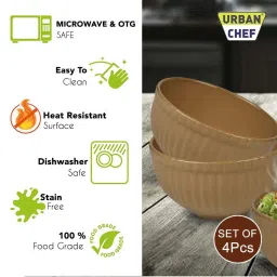Urban Chef Brown Ceramic Handcrafted Microwave Safe Bowl - Set of 4 image 5