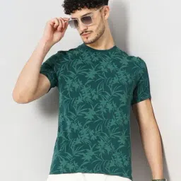 celio celio* Green Regular Fit Printed Cotton Crew T-Shirt-picture-15