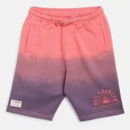 Lil Tomatoes Kids Peach & Purple Cotton Color Block Bermudas-picture-19
