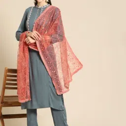Saadgi Coral Embroidered Dupatta-image-73