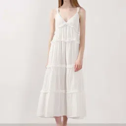 Vero Moda Star White Cotton Flare Fit Dress-picture-35
