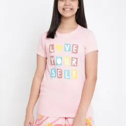 Lil Tomatoes Kids Pink Printed T-Shirt with Shorts-image-51