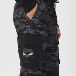 The Souled Store Black Cotton Regular Fit Camouflage Joggers image 3