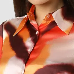 Van Heusen Orange Printed Formal Shirt image 5