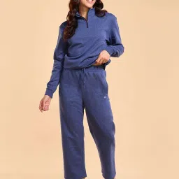 Enamor Blue Melange Plain Lounge Pants image 5