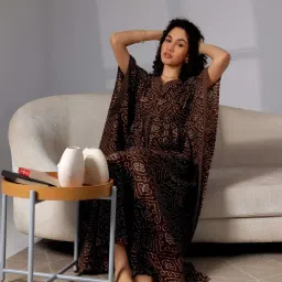 Libas Brown Cotton Printed Kaftan image 5