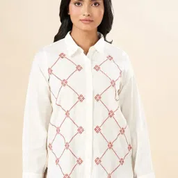 Akkriti by Pantaloons White Cotton Embroidered Shirt-picture-31