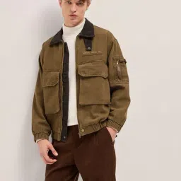 The Bear House Brown Cotton Regular Fit Solid Casual Jacket-picture-29