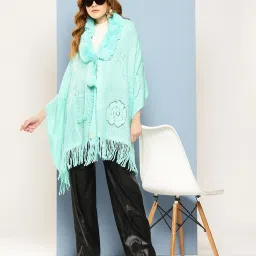 Aarika Firozi Wool Solid Poncho image 5