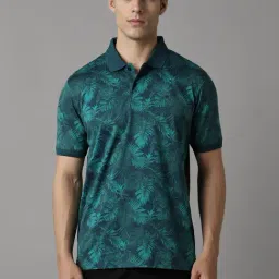 Louis Philippe Green Cotton Regular Fit Printed Polo T-Shirt-picture-19