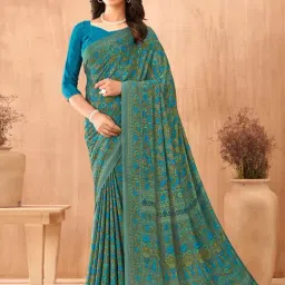 Saree Mall Grey Printed Sarees With Unstitched Blouse-picture-10