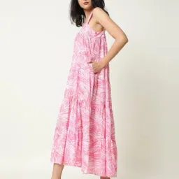 RAREISM Pink Polyester Floral A-Line Dress image 3