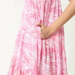 RAREISM Pink Polyester Floral A-Line Dress image 5