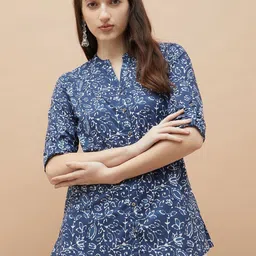Melange by Lifestyle Botanical Printed Pure Cotton Kurti image 5