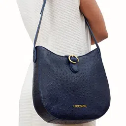 Hidesign Blue Textured Medium Shoulder Handbag-image-57