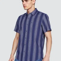 Lee Navy Regular Fit Striped Shirt image 4
