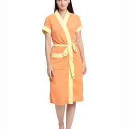 Aura Contrasted Cotton Shawl-Collar Bath Robe-picture-28