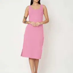 Brinns Pink Cotton Regular Fit Dress-image-17