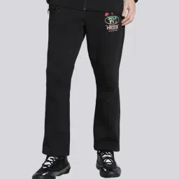 Puma Black Cotton Regular Fit Sports Trackpants-image-13
