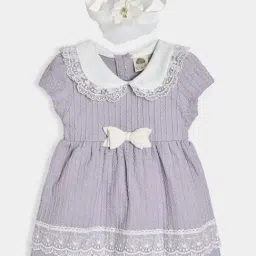 MiArcus Kids Purple Embroidered Dress with Headband-image-17