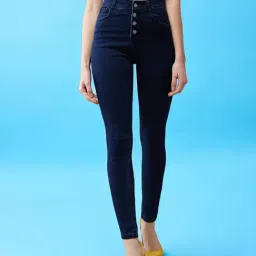 Miss Chase Blue Skinny Fit High Rise Stretchable Jeans-image-83