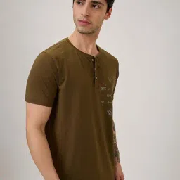 Spykar Military Green Slim Fit Printed T-Shirt image 3
