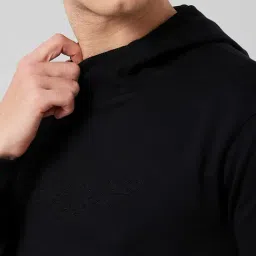 Park Avenue Black Slim Fit Hooded Sweatshirt image 5