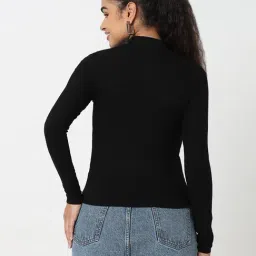 R&B Black Viscose Slim Fit Top image 2