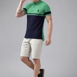 U.S. Polo Assn. Colourblocked Polo Collar Pure Cotton Slim Fit T-shirt image 4