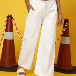 Tales & Stories Kids White Cotton Flared Fit Culotte Pants-picture-13