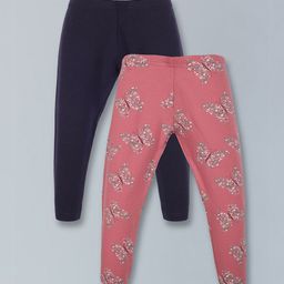 PLUM TREE Girls Pack Of 2 Printed Mid-Rise Ankle Length Leggings-picture-18