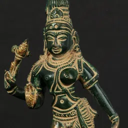 Exotic India Gold-Toned & Green Religious Ardhanarishvara Idol Showpiece image 3