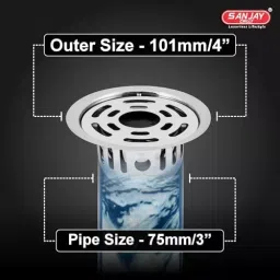 Sanjay Chilly Round Ringo Gypsy Floor Drainer with Cockroach Trap and Pipe Hole Sliver 101 mm, ‎SCCT-RRG-101 image 2