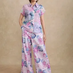 RAREISM PredinB Women Floral Printed Tailored Slim Fit High-Rise Wide Leg Trousers-picture-36