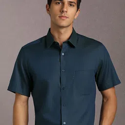 Louis Philippe Men Textured Spread Collar Pure Cotton Formal Shirt-picture-42