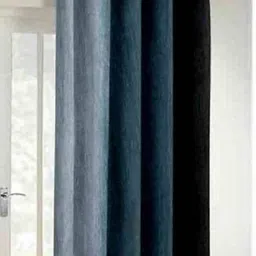 BELLA TRUE Black & Grey Colourblocked Eyelet Fitted Door Curtain-image-21