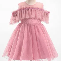 Mark & Mia Sleeveless Knee Length Embroidered Party Frock - Pink-picture-21