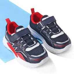 Cute Walk by Babyhug Velcro Closure Sneakers - Black & Red-image-85