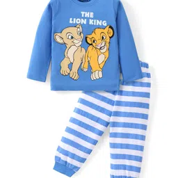 Babyhug Disney Single Jersey Knit Full Sleeves Night Suit With Lion King & Friends Graphic - Blue-picture-14