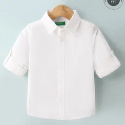 UCB Cotton Woven Full Sleeves Solid Shirt - White-picture-20