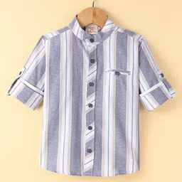 Rikidoos Full Sleeves Striped Shirt - Blue & White-picture-33