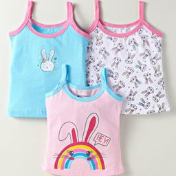 Bodycare Cotton Knit Sleeveless Slips With Bunny Print Pack Of 3 - Light Blue Pink & White-picture-38