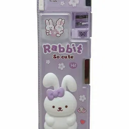 QIPS Rabbit 3D Plastic Pencil Box Double-Sided with Built-In Sharpeners Lavender-picture-16
