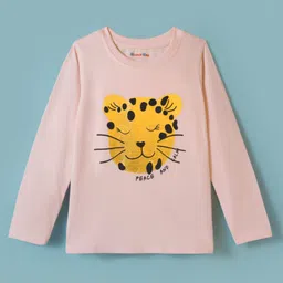 kookie kids india Kookie Kids Single Jersey Knit Full Sleeves T-Shirt Cat Foil Print - Pink-picture-27