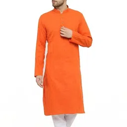 shreeram Men Solid Straight Kurta (Orange)-picture-40