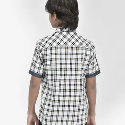CRIMSOUNE CLUB Half Sleeves Checked Shirt - White image 3