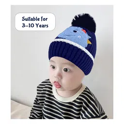 SYGA Wool Cap Beanie with Pom Pom Warm Ear Protection Knitted Cap - Dark Blue image 2