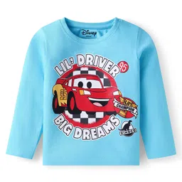Babyhug Disney Single Jersey Knit Full Sleeves Night Suit With Cars Graphics - Light Blue image 2