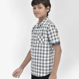 CRIMSOUNE CLUB Half Sleeves Checked Shirt - White image 4