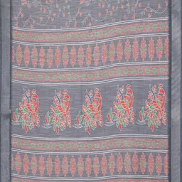 vj fashion Floral Printed Zari Saree with Blouse Piece image 3